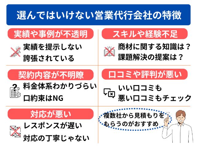 選んではいけない営業代行会社の特徴